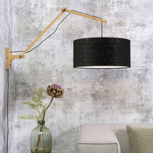 Andes Wall Light Natural Bamboo and Black Ecolin 47x23 cm L