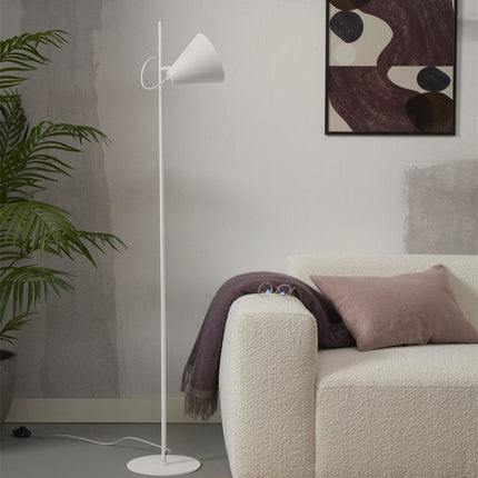 Stehlampe Lisbon, weißer Schirm