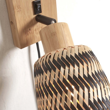 Java Bamboo Wall Light Black and Natural 15 cm