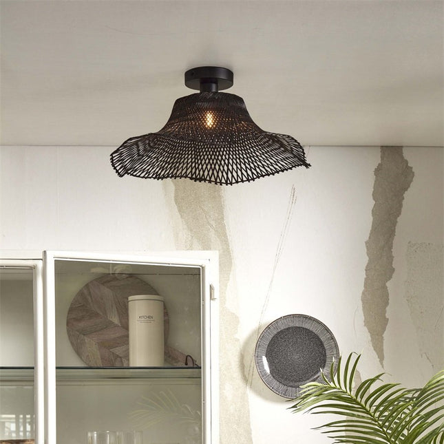 Plafonnier Ibiza Wavy Bambou Noir 50 cm