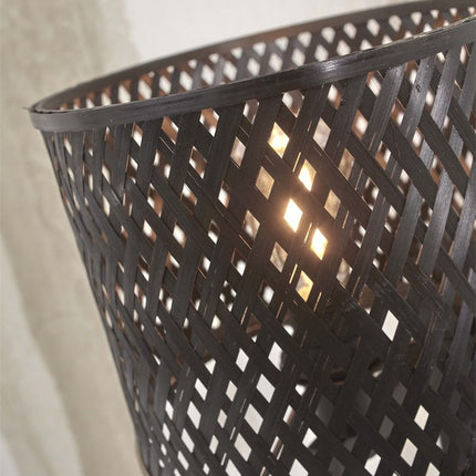 Java Bamboo Wall Light Black with Shelf 18x15 cm