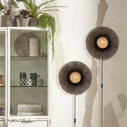Kalimantan Bamboo Wall Light Black and Natural 44 cm