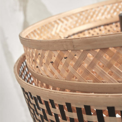 Lampadaire Bhutan Bambou Noir et Naturel 130 cm