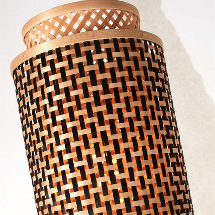 Lampadaire Bhutan Bambou Noir et Naturel 145 cm