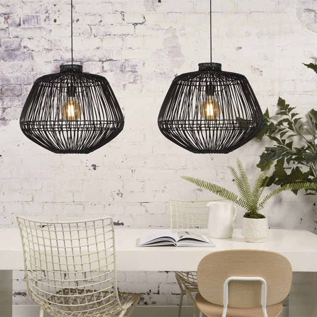 Suspension Madagascar Rotin Noir Ø60 cm