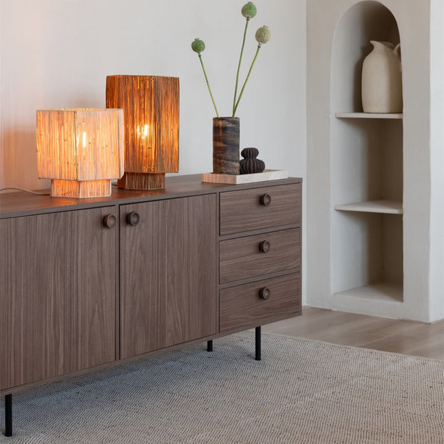 Lampe de Table Panama Raphia Naturel 28 cm