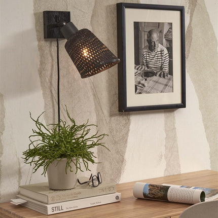 Java Bamboo Wall Light Black 15 cm