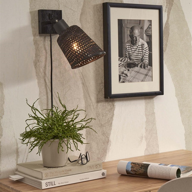 Java Bamboo Wall Light Black 15 cm