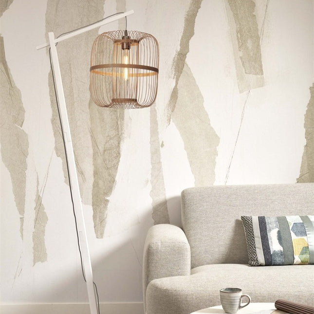 Lampadaire Hokkaido Bambou Blanc et Naturel 176 cm