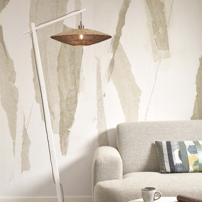 Lampadaire Iguazu Jute et Bambou Blanc Naturel