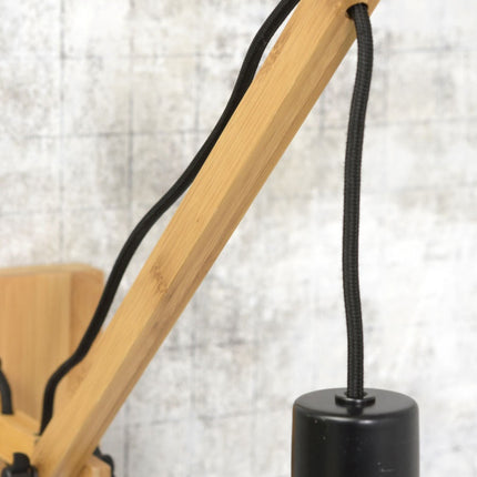 Andes Natural Bamboo and Black Linen Wall Sconce