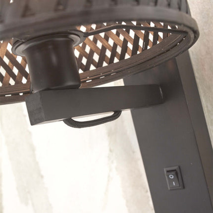 Java Bamboo Wall Light Black with Shelf 18x15 cm
