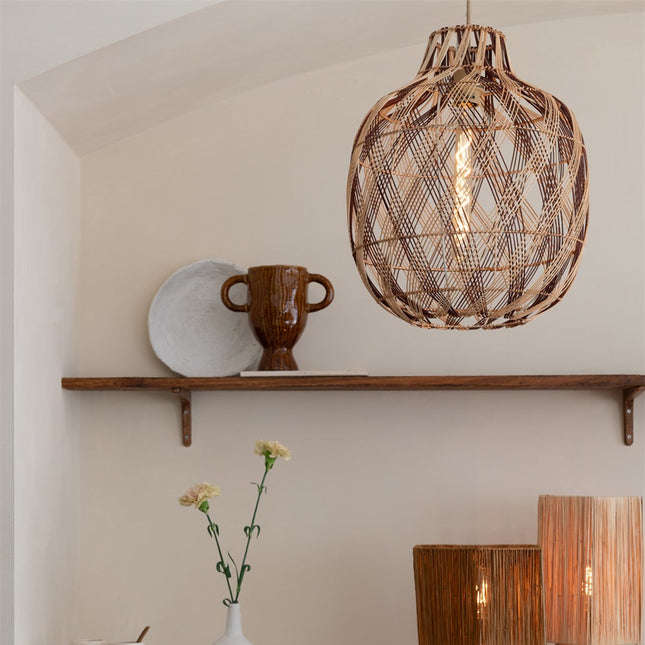 Suspension Mendoza Bambou Naturel et Brun 40 cm