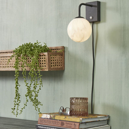Applique Murale Carrara Globe Marbre et Noir