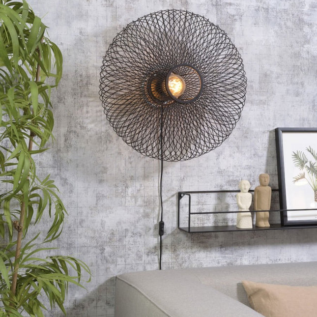 Cango Ellipse Bamboo Wall Light Black 60x25 cm