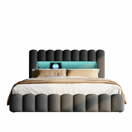 Doppelbett (140 x 200 cm) mit Stauraum – integrierte LED-Beleuchtung und USB-Anschluss