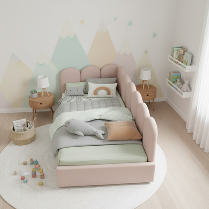 Single bed 90x200 – Bed with storage and padded backrest
