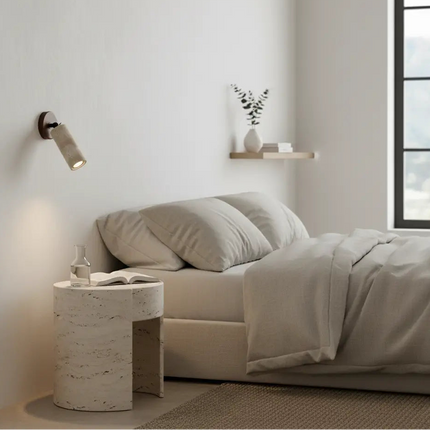 Applique murale en travertin rotatif et base en bois