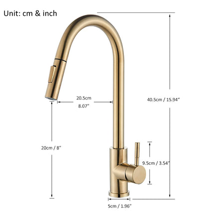 Minimalistischer, verstellbarer Wasserhahn in Gold