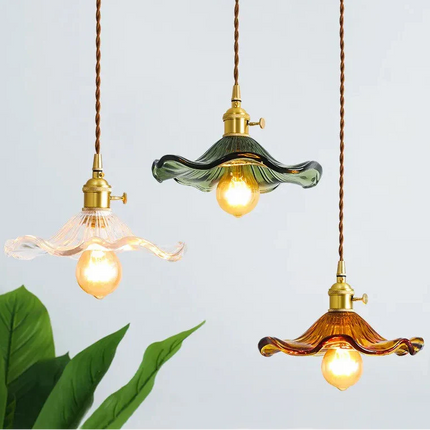 Suspension Vintage Trio de Verre Floral