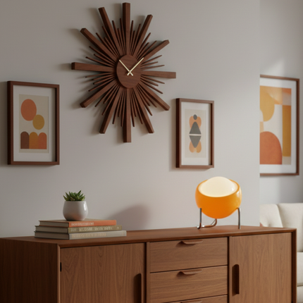 Lámpara de mesa LED circular naranja