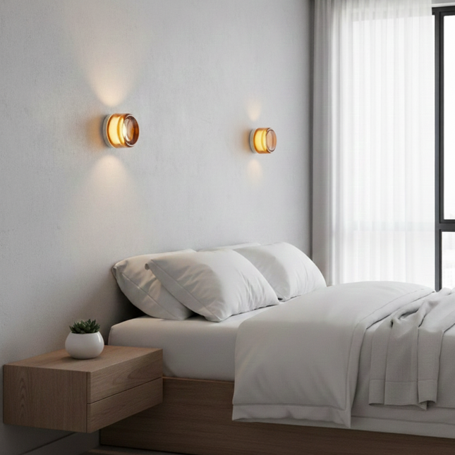 Applique murale ronde en acrylique orange vintage