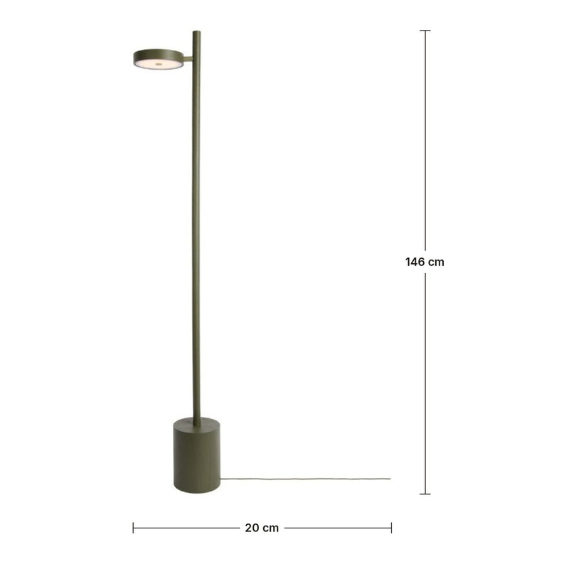 Dimensions Lampadaire Okinawa LED en Bois de Frêne Vert Olive 146 cm