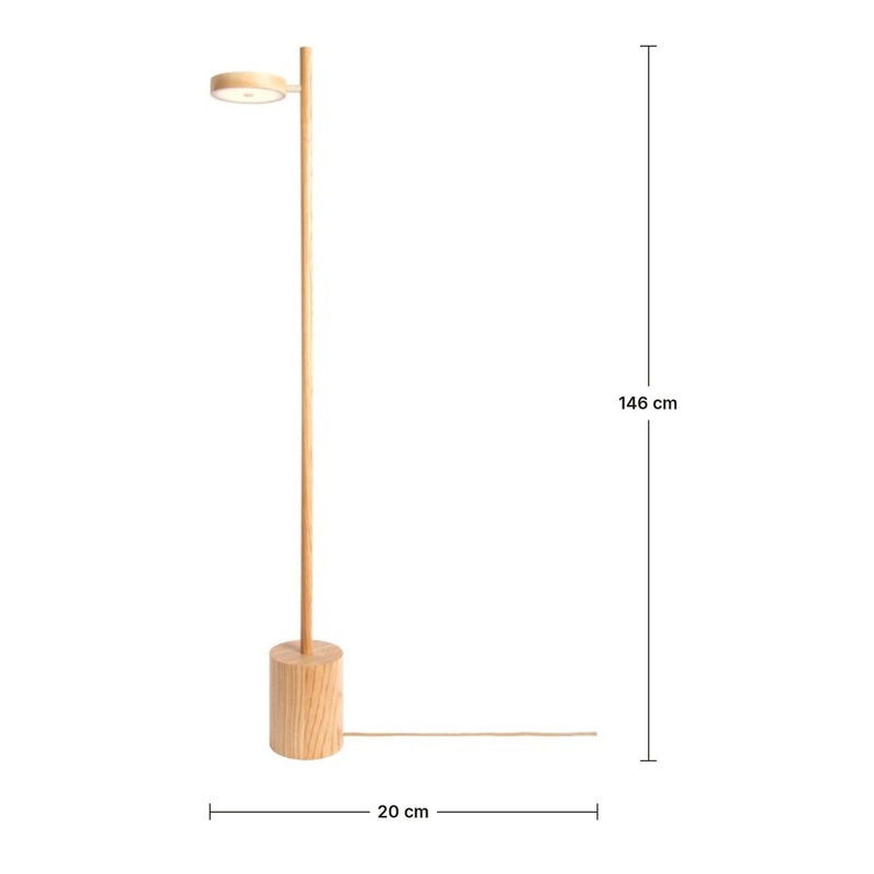 Dimensions Lampadaire Okinawa LED en Bois de Frêne Naturel 146 cm