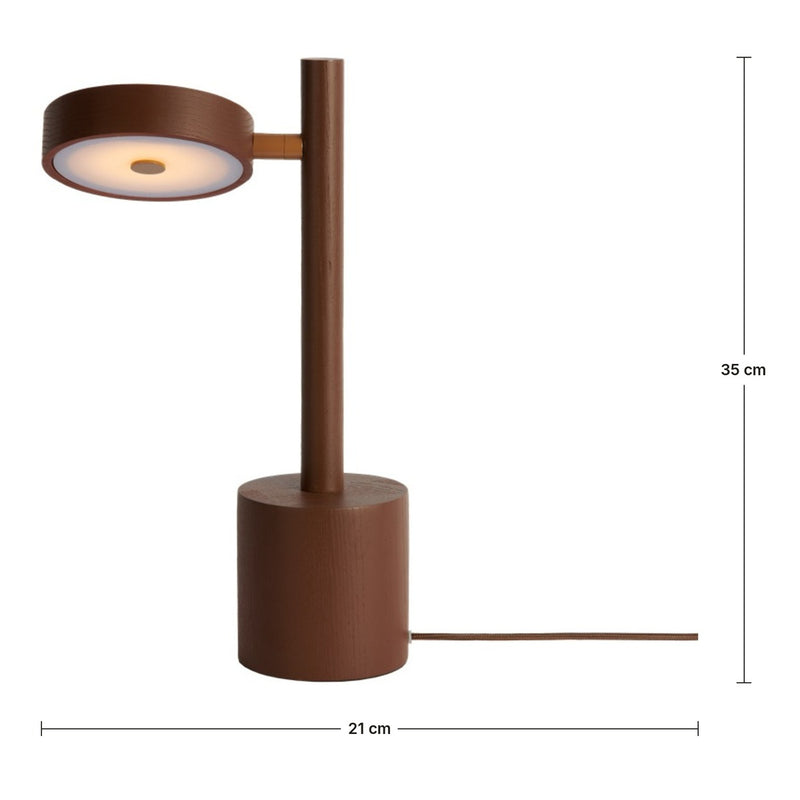 Dimensions Lampe à Poser Okinawa LED en Bois de Frêne Brun 35 cm