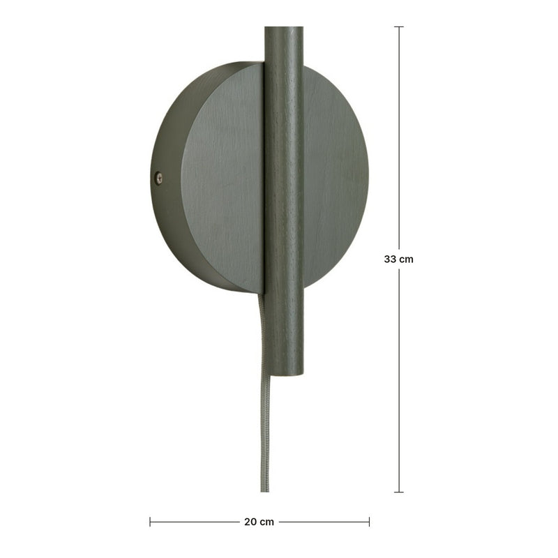 Dimensions Applique Murale Okinawa LED en Bois de Frêne Vert Olive 33 cm