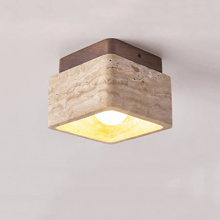 LED-Deckenleuchte aus Travertinstein
