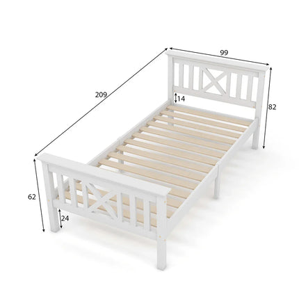 Single bed 90x200 – Solid wood frame with slatted base