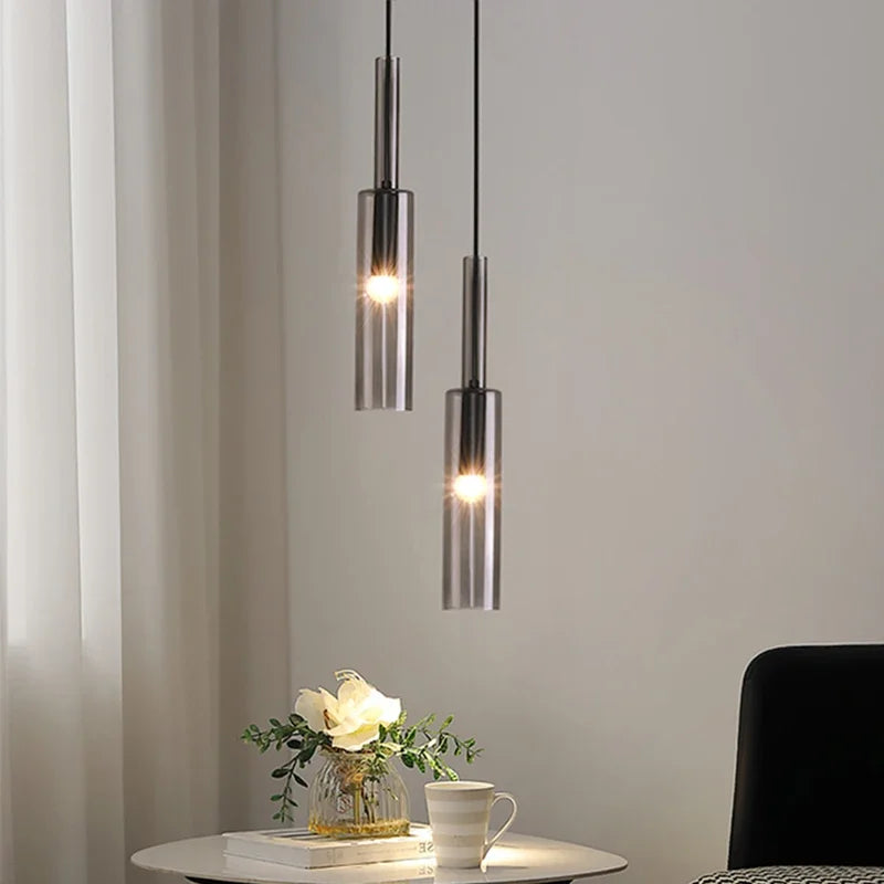 Nordic Crystal Tube LED Pendant Light