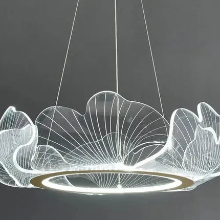 Suspension Chandelier Nordique Feuilles Dorées