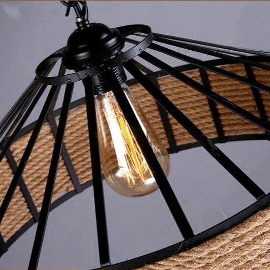 Handmade Boho Circular Rope Pendant Light