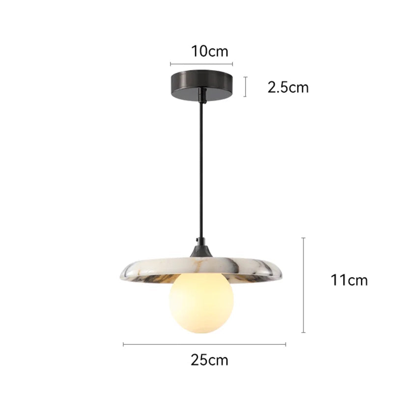 Lampe Ronde en Marbre Noir Suspendue