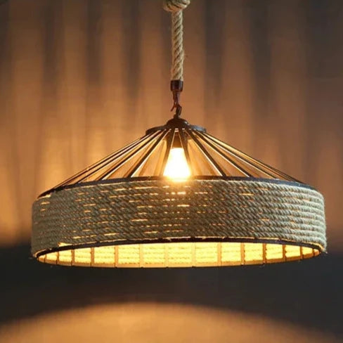 Handmade Boho Circular Rope Pendant Light