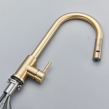 Minimalistischer, verstellbarer Wasserhahn in Gold