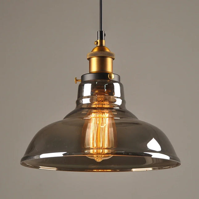 Original nordische Industrie-Pendelleuchte aus Glas