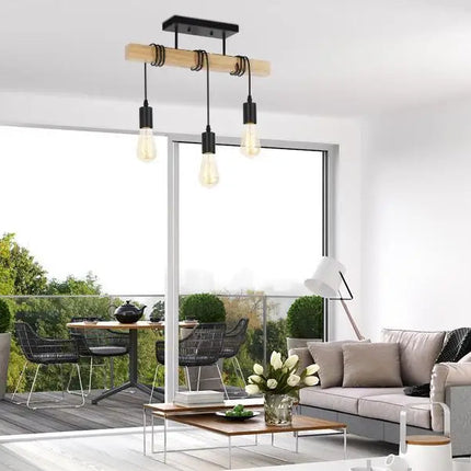 Moderne Deckenleuchte aus Holzrollen