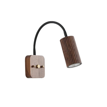 Adjustable Wall Light Cylinder Natural Wood
