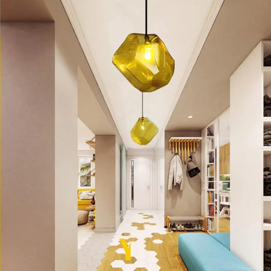 Modern Colored Glass Stone Pendant Light