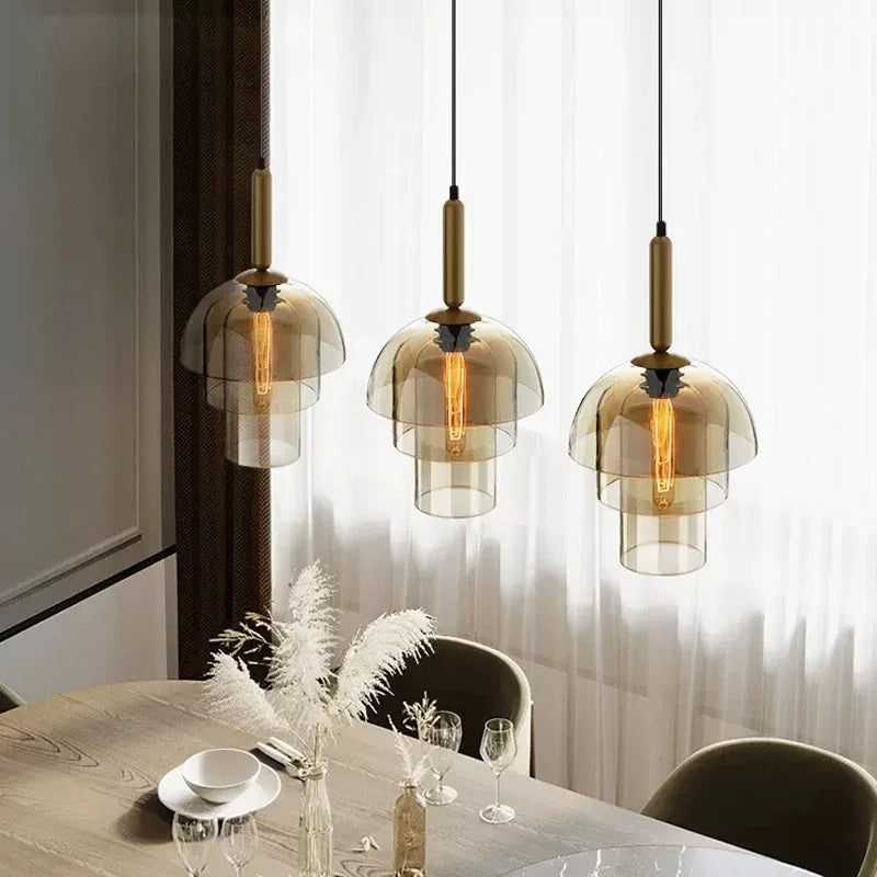 Nordic Minimalist Glass Layer Pendant Light