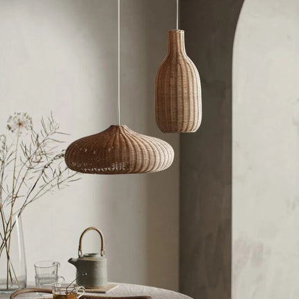 Handmade Brown Rattan Pendant Light