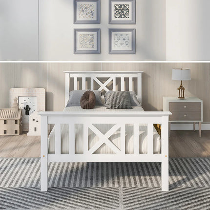 Single bed 90x200 – Solid wood frame with slatted base
