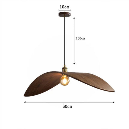 Modern Wooden Pendant Light with Carved Hat