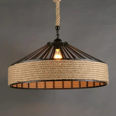 Handmade Boho Circular Rope Pendant Light