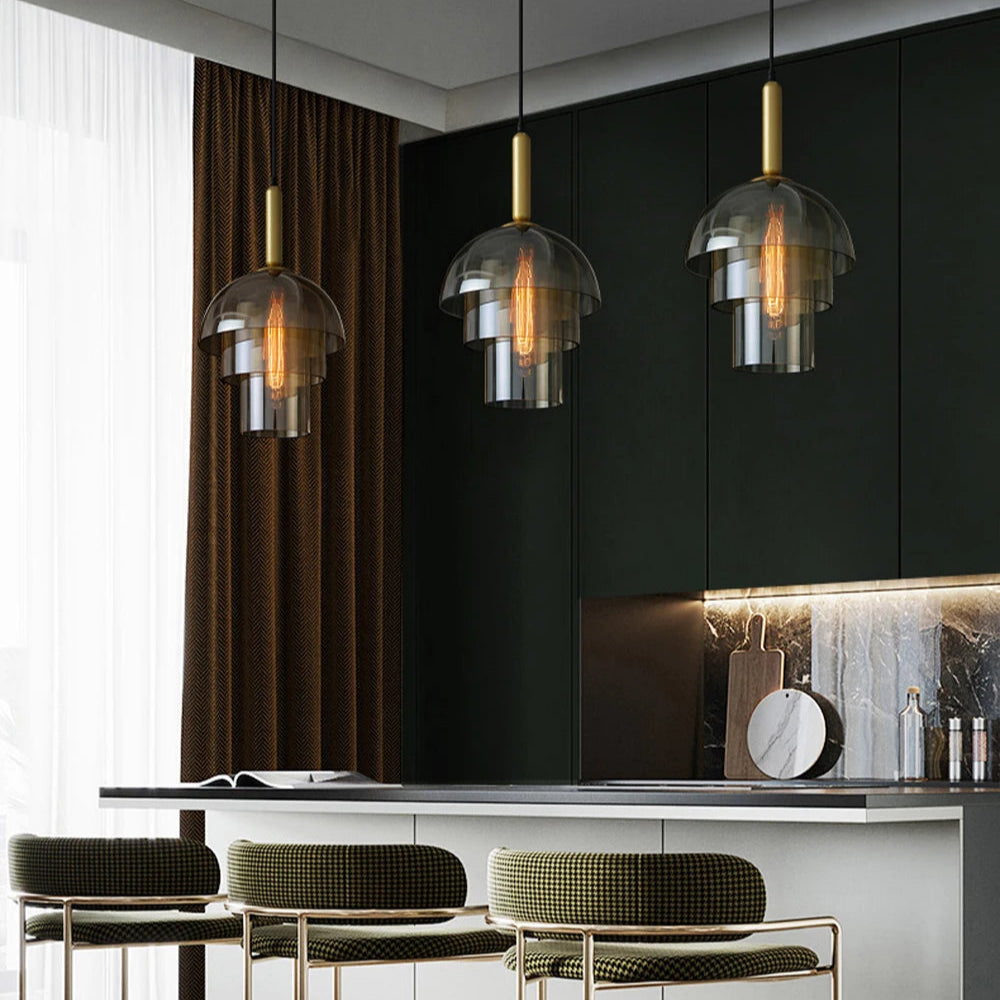 Nordic Minimalist Glass Layer Pendant Light