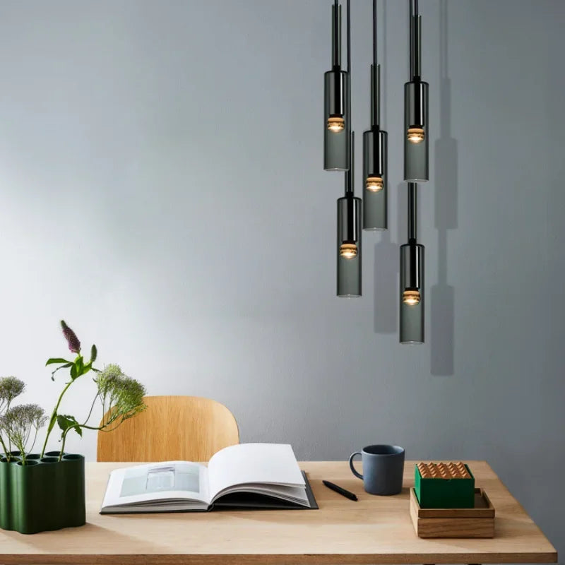 Black Glass Tube Pendant Lamp