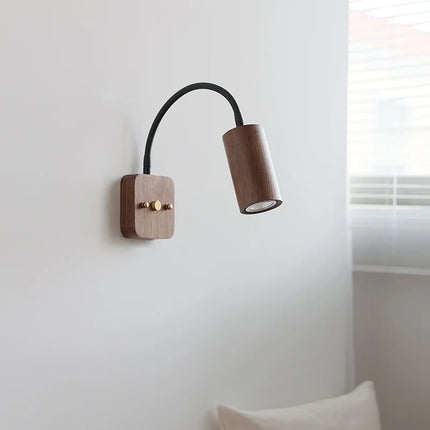 Adjustable Wall Light Cylinder Natural Wood